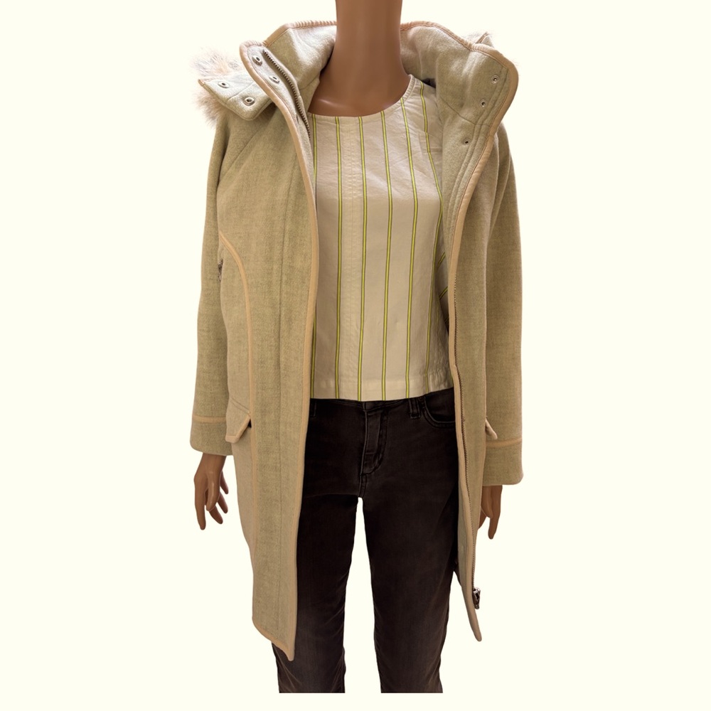 J.Crew Green Wool Parka Coat With Hood